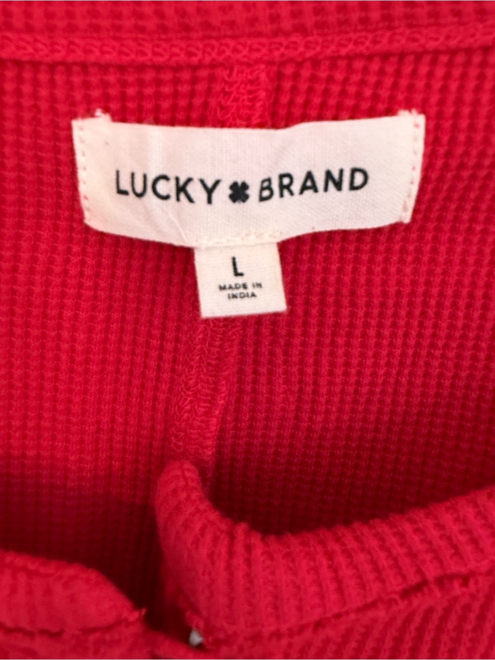 Lucky Brand Red Long-Sleeve Henley with Cable Sleeves *GREAT USED CONDITION* - Picture 10 of 10